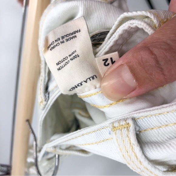 NEW Ulla Johnson August Pant Jeans In White Wash Multi Button Straight Leg 12 - Picture 7 of 7